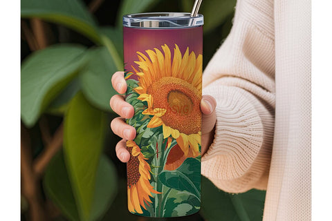 Fiery Sunflower 20oz Tumbler Wrap Sublimation DesignSVG 