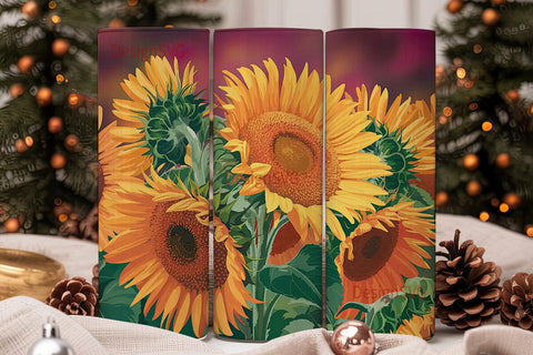Fiery Sunflower 20oz Tumbler Wrap Sublimation DesignSVG 