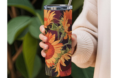 Fiery Sunflower 20oz Tumbler Wrap Sublimation DesignSVG 