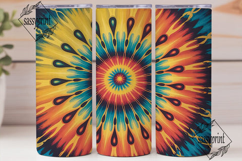 Fiery Tie Dye Spiral 20oz Tumbler Wrap Sublimation sassyprint 