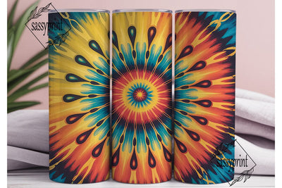 Fiery Tie Dye Spiral 20oz Tumbler Wrap Sublimation sassyprint 