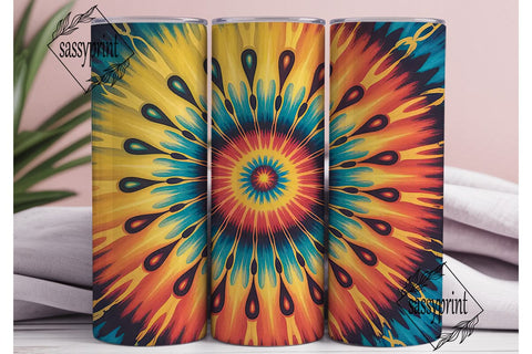 Fiery Tie Dye Spiral 20oz Tumbler Wrap Sublimation sassyprint 