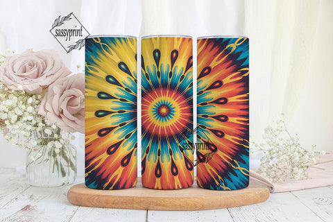 Fiery Tie Dye Spiral 20oz Tumbler Wrap Sublimation sassyprint 