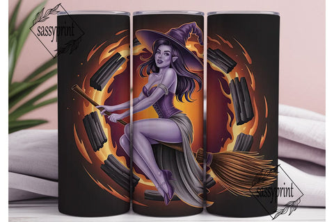 Fiery Witch 20oz Tumbler Wrap Sublimation sassyprint 