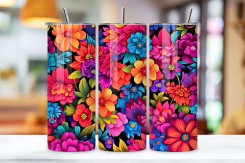 Fiesta Bloom Tumbler Wrap, Seamless PNG Wrap Sublimation FloridPrintables 