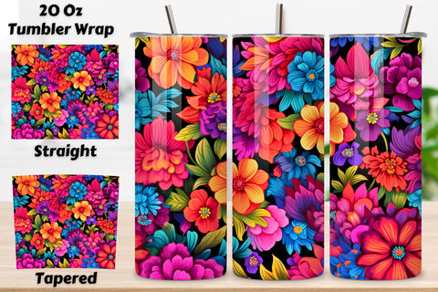 Fiesta Bloom Tumbler Wrap, Seamless PNG Wrap Sublimation FloridPrintables 