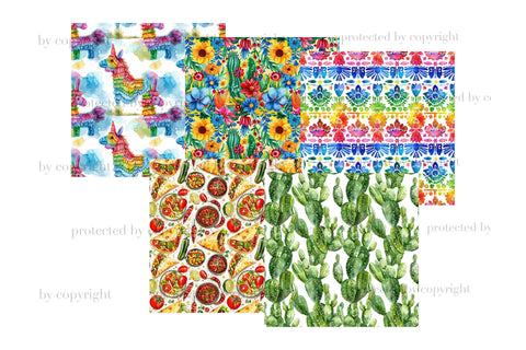 Fiesta Digital Papers | Mexico Pattern Digital Pattern GlamArtZhanna 