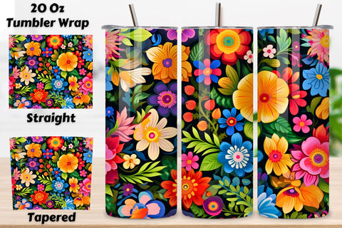 Fiesta Floral Tumbler Wrap, Seamless Design PNG, Floral Fiesta Tumbler Wrap, Seamless PNG Design Sublimation FloridPrintables 