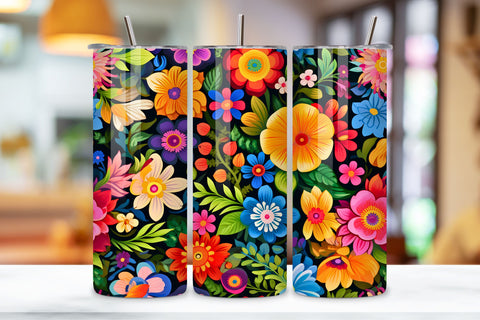 Fiesta Floral Tumbler Wrap, Seamless Design PNG, Floral Fiesta Tumbler Wrap, Seamless PNG Design Sublimation FloridPrintables 