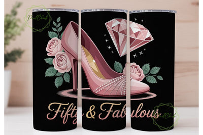 Fifty & Fabulous 20oz Tumbler Wrap Sublimation PixelChick 