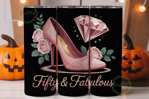 Fifty & Fabulous 20oz Tumbler Wrap Sublimation PixelChick 