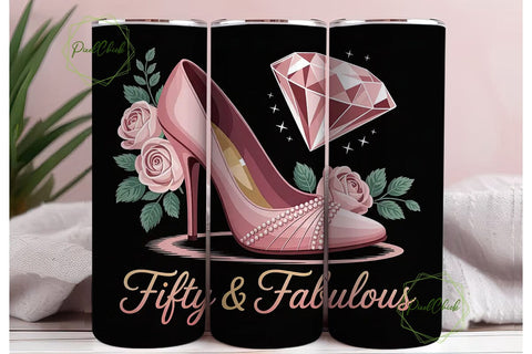 Fifty & Fabulous 20oz Tumbler Wrap Sublimation PixelChick 