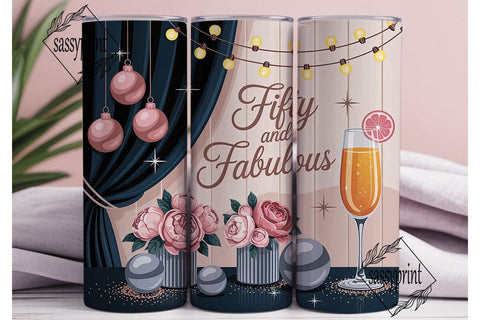 Fifty & Fabulous Rose Gold 20oz Tumbler Sublimation sassyprint 