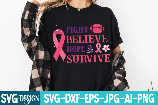 Fight Believe Hope Survive SVG Design,Fight Believe Hope Survive Sublimation Design,Breast Cancer SVG Quotes, Fight Awareness SVG Bundle, Fight Awareness SVG Cut File , Fight Awareness Sublimation PNG SVG BlackCatsMedia 