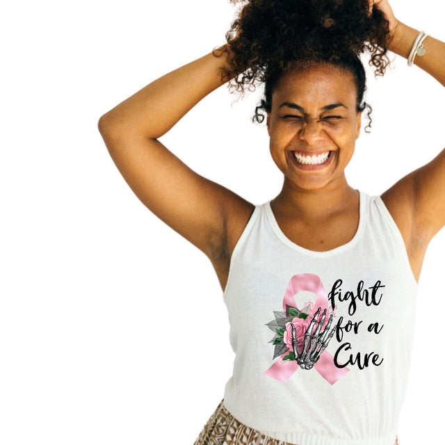 Fight For A Cure Pink Ribbon PNG | Breast Cancer Awareness | Skeleton Hand Support Design Sublimation So Fontsy Design Shop 