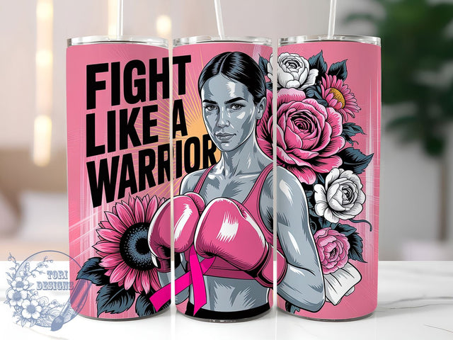 Fight Like a Warrior 20oz Tumbler, Pink Ribbon, Fight Like A Warrior, Warrior Tumbler, Sublimation Wrap, 20Oz Tumbler, Support Fighter Sublimation ToriDesigns 
