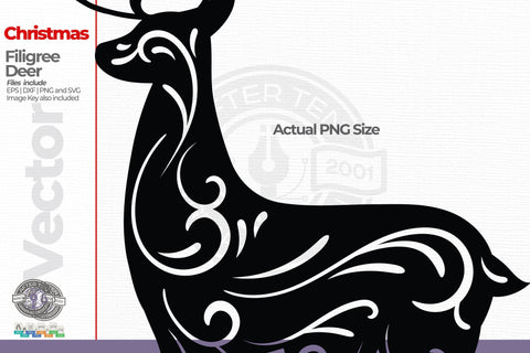 Filigree Christmas Deer SVG AfterTenDesign 