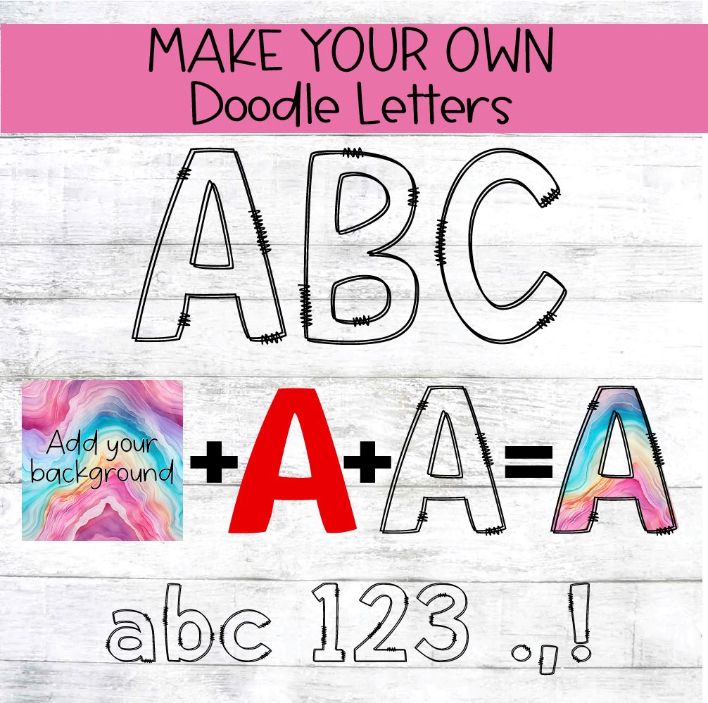 Fill Letters Svg Fill Your Own Doodle Letters - So Fontsy