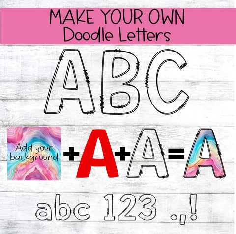 Fill Your Own Doodle Letters SVG Sassy Vector Girl 