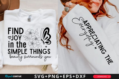 Find Joy in the Simple Things Beauty Sleeve SVG Design, Inspirational sleeve SVG, Motivational Sleeve SVG Design, Positive Sleeve SVG SVG Regulrcrative 
