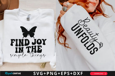 Find Joy in the Simple Things Sleeve SVG Design, Inspirational sleeve SVG, Motivational Sleeve SVG Design, Positive Sleeve SVG SVG Regulrcrative 