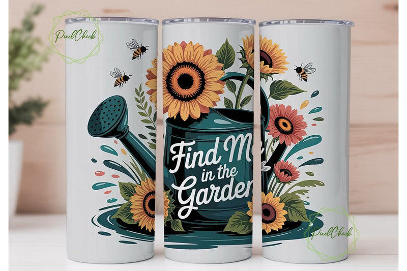 Find Me In The Garden 20oz Tumbler Wrap Sublimation PixelChick 