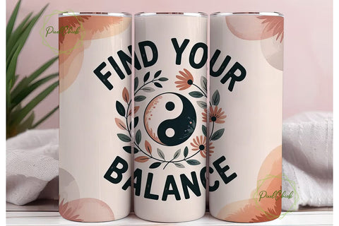 Find Your Balance 20oz Tumbler Wrap Sublimation PixelChick 