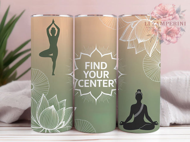Find Your Center Yoga Meditation Tumbler, Find Your Center Wrap, 20Oz Sublimation Design, Mindfulness Yoga Cup, Spiritual Meditation Drinkware, Boho Yoga Gift, Inner Peace Tumbler Sublimation Li Zamperini 