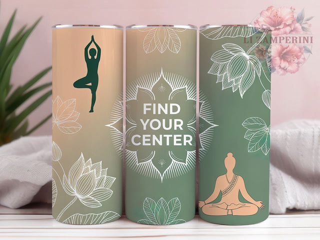 Find Your Center Yoga Meditation Tumbler, Find Your Center Wrap, 20Oz Sublimation Design, Mindfulness Yoga Cup, Spiritual Meditation Drinkware, Boho Yoga Gift, Inner Peace Tumbler Sublimation Li Zamperini 