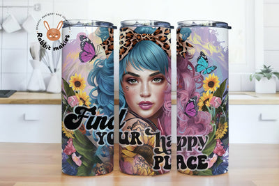 Find Your Happy Place 20oz Skinny Tumbler Sublimation Designs Sublimation Rabbitmakies 
