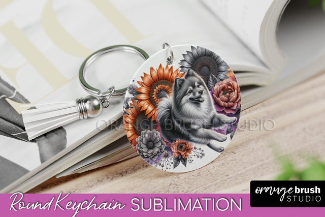 Finnish Spitz Keychain - Dog mom Floral Keychain Sublimation Design Sublimation OrangeBrushStudio 