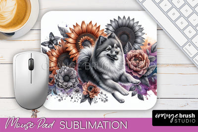 Finnish Spitz Mouse Pad Design - Dog Mom Floral Mousepad Sublimation Sublimation OrangeBrushStudio 