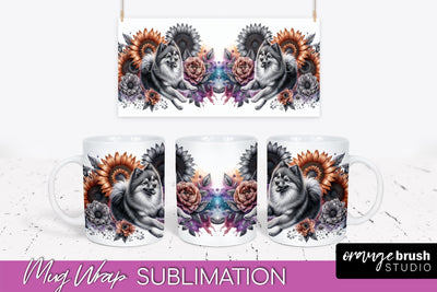 Finnish Spitz Mug Wrap - Dog Mom Floral Coffee Mug PNG Sublimation Sublimation OrangeBrushStudio 