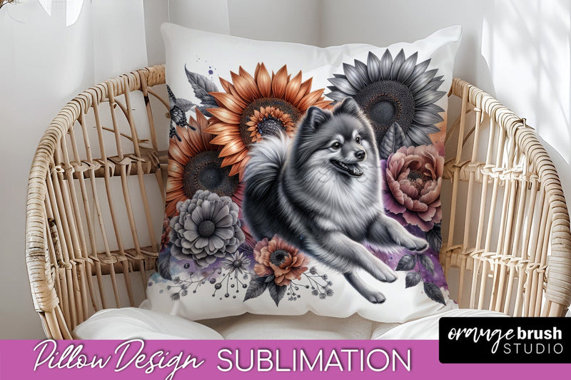 Finnish Spitz Pillow Cover - Dog Mom Floral Pillow Sublimation Sublimation OrangeBrushStudio 