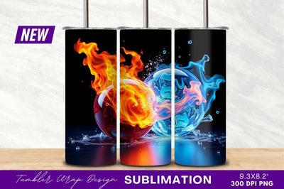 Fire And Ice Sphere Collision Tumbler Png Sublimation Regulrcrative 