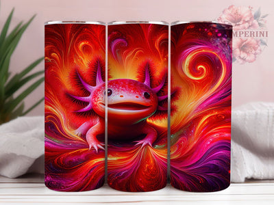 Fire Axolotl Cute Tumbler, Fire Tumbler, Cute Axolotl, Animal Tumbler, 20oz Sublimation, Unique Tumbler Design, Fire Axolotl Tumbler Sublimation Li Zamperini 