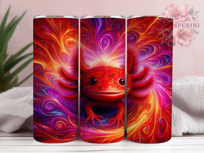 Fire Axolotl Cute Tumbler, Fire Tumbler, Cute Axolotl, Animal Tumbler, 20oz Sublimation, Unique Tumbler Design, Fire Axolotl Tumbler Sublimation Li Zamperini 