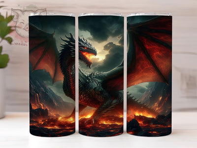 Fire Breathing Dragon Tumbler, Breathing Fire, Fantasy Theme, Mythical Style, Bold Pattern, 20Oz Tumbler, Sublimation Wrap Sublimation Lara' s Designs 