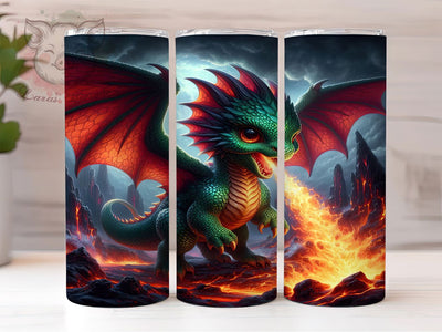 Fire Breathing Dragon Tumbler, Breathing Fire, Fantasy Theme, Mythical Style, Bold Pattern, 20Oz Tumbler, Sublimation Wrap Sublimation Lara' s Designs 