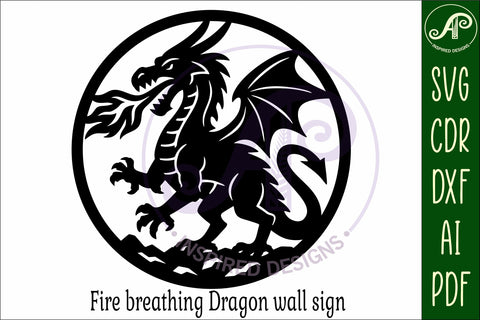 Fire Breathing Dragon wall sign svg laser cut SVG APInspireddesigns 
