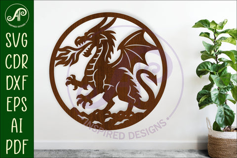 Fire Breathing Dragon wall sign svg laser cut SVG APInspireddesigns 