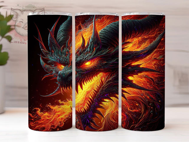 Fire Dragon 3D Fantasy Mythical 20oz Tumbler, 3D Tumbler, Dragon Tumbler, Fantasy Tumbler, Mythical Creature Tumbler, 20oz Sublimation Wrap, Fire Tumbler Sublimation Lara' s Designs 