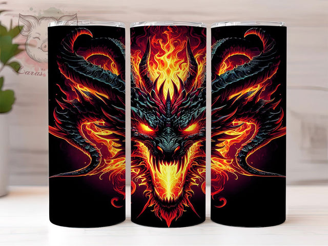 Fire Dragon 3D Fantasy Mythical 20oz Tumbler, 3D Tumbler, Dragon Tumbler, Fantasy Tumbler, Mythical Creature Tumbler, 20oz Sublimation Wrap, Fire Tumbler Sublimation Lara' s Designs 