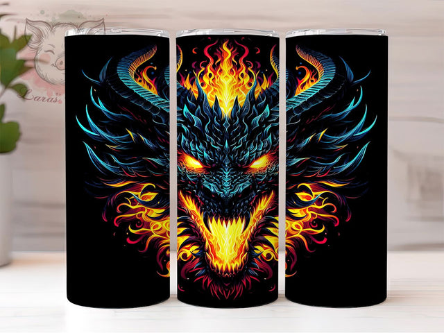 Fire Dragon 3D Fantasy Mythical 20oz Tumbler, 3D Tumbler, Dragon Tumbler, Fantasy Tumbler, Mythical Creature Tumbler, 20oz Sublimation Wrap, Fire Tumbler Sublimation Lara' s Designs 