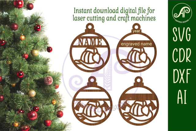 Fire fighter Christmas Ornament SVG laser cut SVG APInspireddesigns 