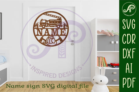 Fire fighter name sign svg laser cut template SVG APInspireddesigns 