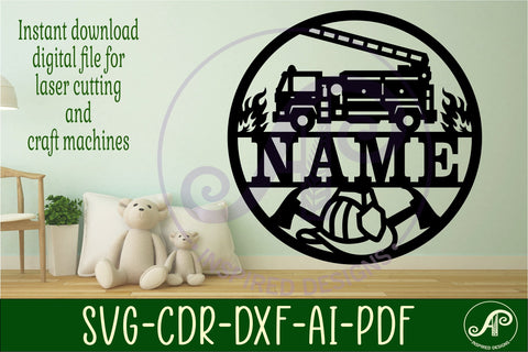 Fire fighter name sign svg laser cut template SVG APInspireddesigns 