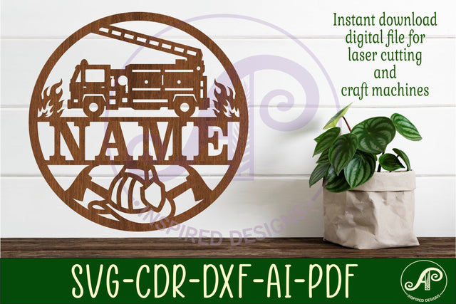 Fire fighter name sign svg laser cut template SVG APInspireddesigns 