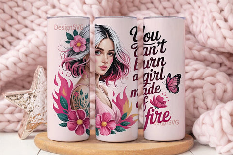 Fire Girl 20oz Tumbler Wrap Sublimation DesignSVG 