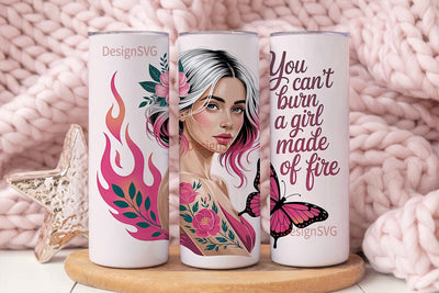 Fire Girl 20oz Tumbler Wrap Sublimation DesignSVG 